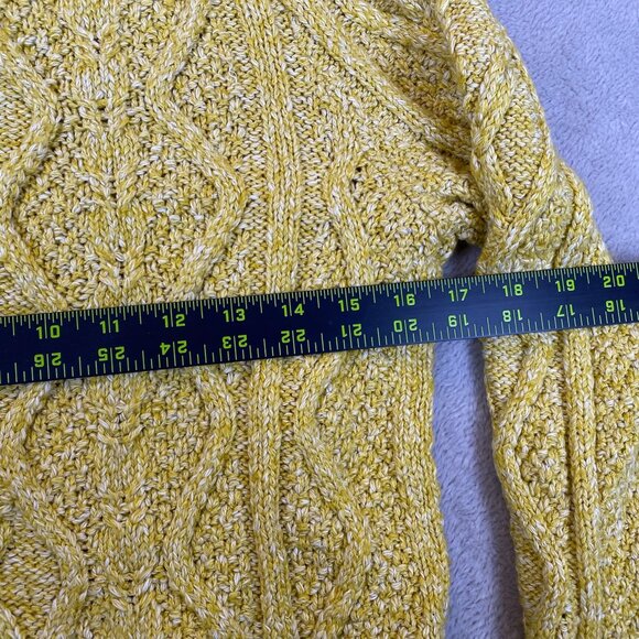 Banana Republic Woman's Cable Knit Sweater XS Yellow Long Sleeve Pullover Soft C - Picture 3 of 10